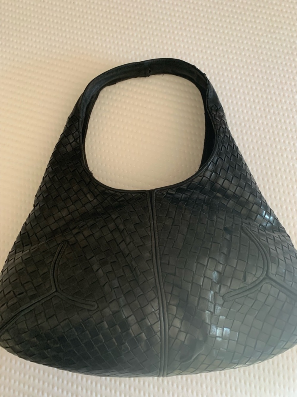 VINTAGE Authent Bottega Veneta Nappa Intrecciato Campana Hobo Nero Woven Leather